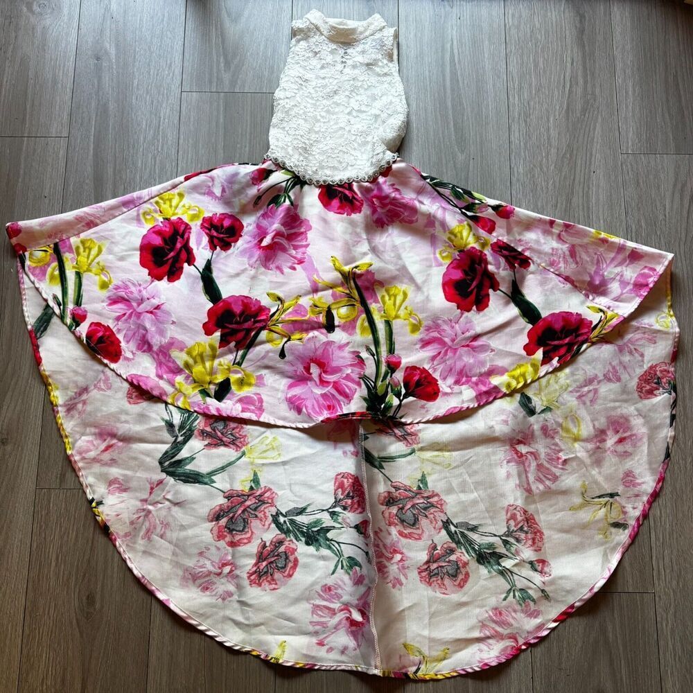 Speechless Big Girl's Sleeveless Sparkling Lace Floral Fanciful Dress 10 Easter